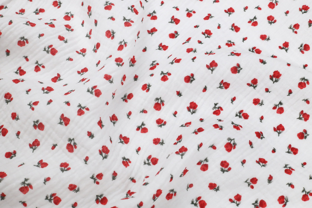 Муслін жатка Дрібні червоні троянди 135 см