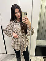 Жіноча сорочка фланель р.42-44,46-48 новинка 2025 беж, 42/44