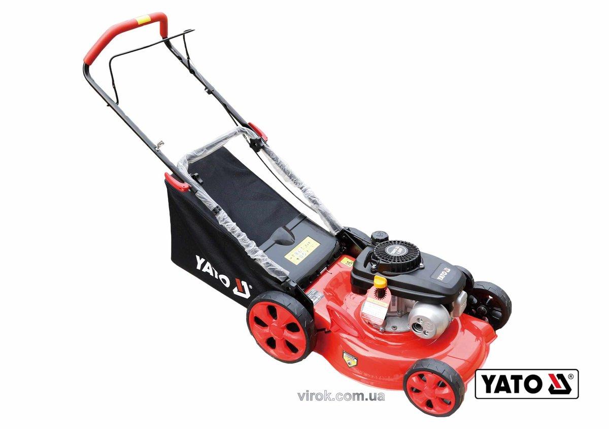Газонокосарка бензинова YATO 2.2 кВт, 141см3, шир/віс покосу 460/25-75 мм,2800 об/хв