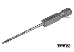 Свердло по металу YATO: HSS6542, Ø=2мм, HEX-1/4", l=57/26мм, для нержав., конструкт.,легов.сталі(DW)