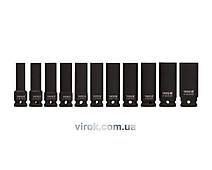 Набір головок торцевих ударних 6-гр. YATO : глибокі, квадрат 1/2", М=10-24 мм, L= 78 мм, 11 шт. [10]