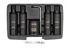 Набір насадок викруткових ударних YATO : SPLINE M12-М22 мм. квадрат 3/4".  6 Од. [8]