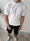Чоловіча футболка оверсайз базова біла повсякденна з круглим вирізом на літо, фото 3