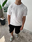 Чоловіча футболка оверсайз базова біла повсякденна з круглим вирізом на літо, фото 5