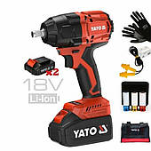 Гайковерт ударний безщітковий YATO: 2 акум.18 В Li-Ion 4 АГод, квадрат1/2", 850 Нм + зарядн. пристр