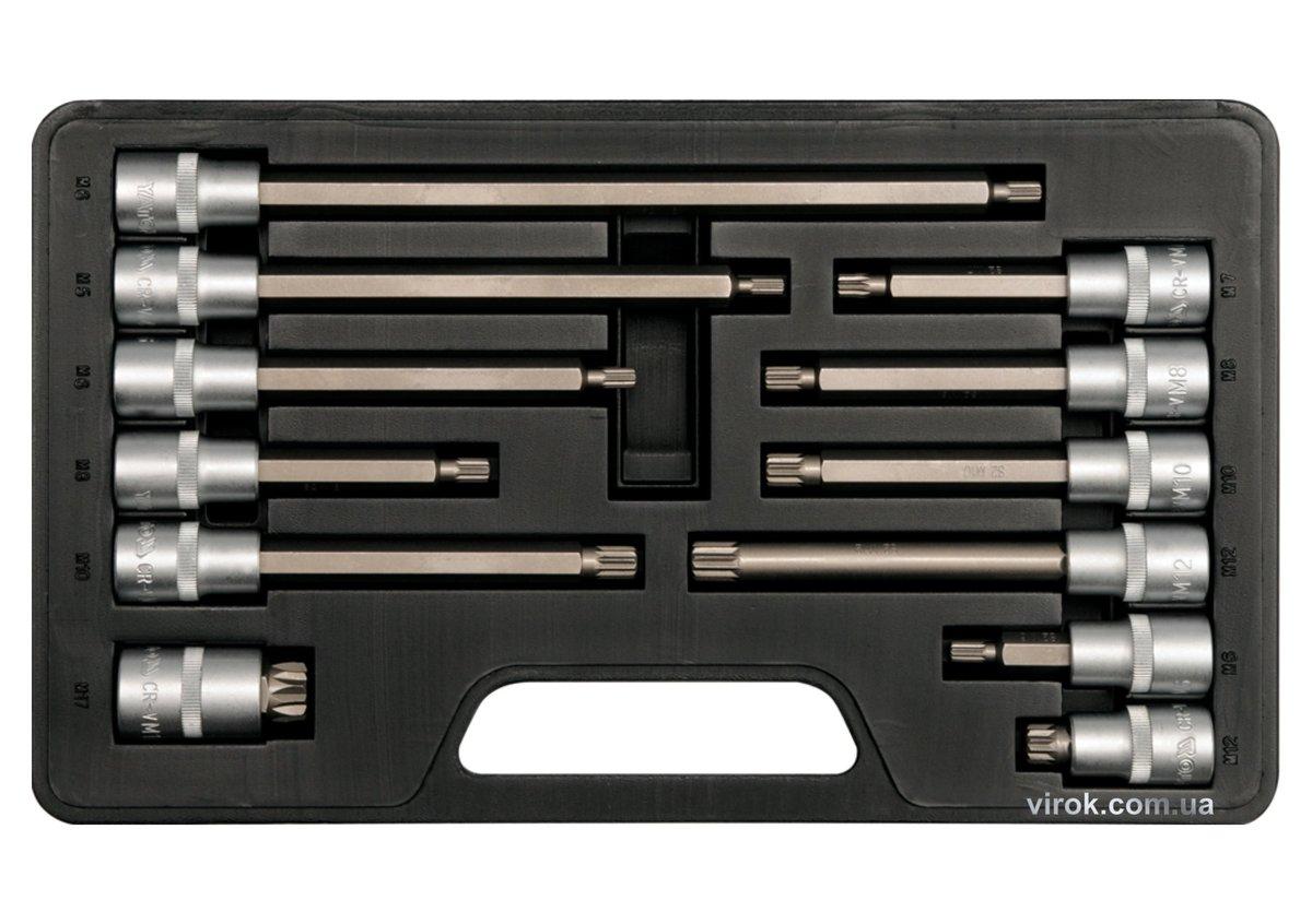Набір головок торцевих з насадками Spline YATO : квадрат 1/2", M6-17. 12 шт. [10]