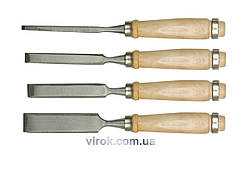 Стамески VOREL з дерев'яною ручкою : (набір) 4 шт. [10/40]