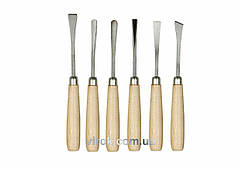 Стамески фігурні VOREL з дерев. ручкою, (набір) 6 шт. [15/60]