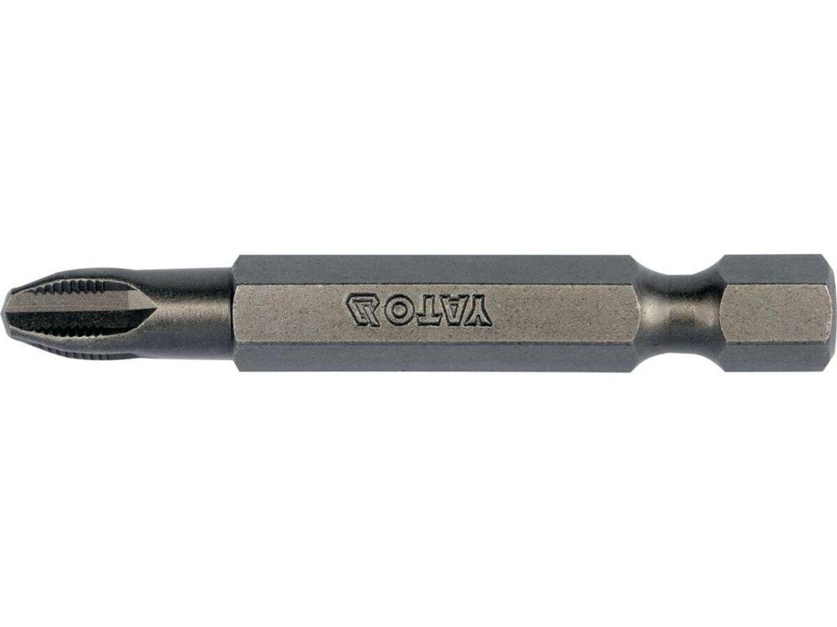 Насадка викруткова з NON SLIP SYSTEM хрестовидним шліцом YATO: PН3 x 50 мм. шпиндель HEX 1/4". 10 шт.