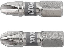 Насадка викруткова YATO PH3 х 25 мм. HEX 1/4" нікельована, 2 уп/шт.[10]
