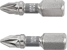 Насадка викруткова YATO PZ1 х 25мм. HEX 1/4", покрита нікелем, 2шт.[10]