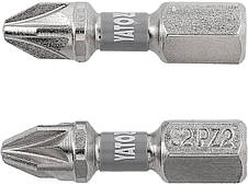 Насадка викруткова YATO PZ2 х 25мм. HEX 1/4", покрита нікелем, 2шт.[10]