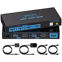HDMI KVM перемикач 2 ПК 1 монітор Підтримка 4K@60 Гц USB 3.0 KVM перемикачі для 2 комп'ютерів (vp-sw200)