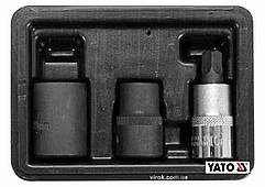 Головки 5-гранні для гальмівної системи авто YATO : квадрат-1/2", 10, 14, 19 мм, Cr-V, 3 шт [10/20]