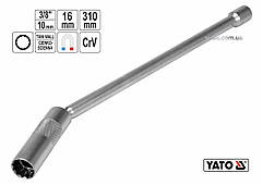 Ключ до свічок запалу 12-гранний магнітний YATO : квадрат- 3/8", М16 мм, L= 310 мм, Cr-V [15/60]