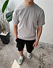 Чоловіча футболка оверсайз базова сіра повсякденна з круглим вирізом на літо, фото 2