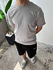 Чоловіча футболка оверсайз базова сіра повсякденна з круглим вирізом на літо, фото 4