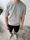 Чоловіча футболка оверсайз базова сіра повсякденна з круглим вирізом на літо, фото 5