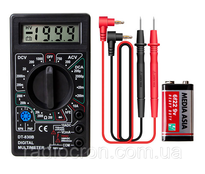 Тестер, Мультиметр DT830B цифровий з кроною