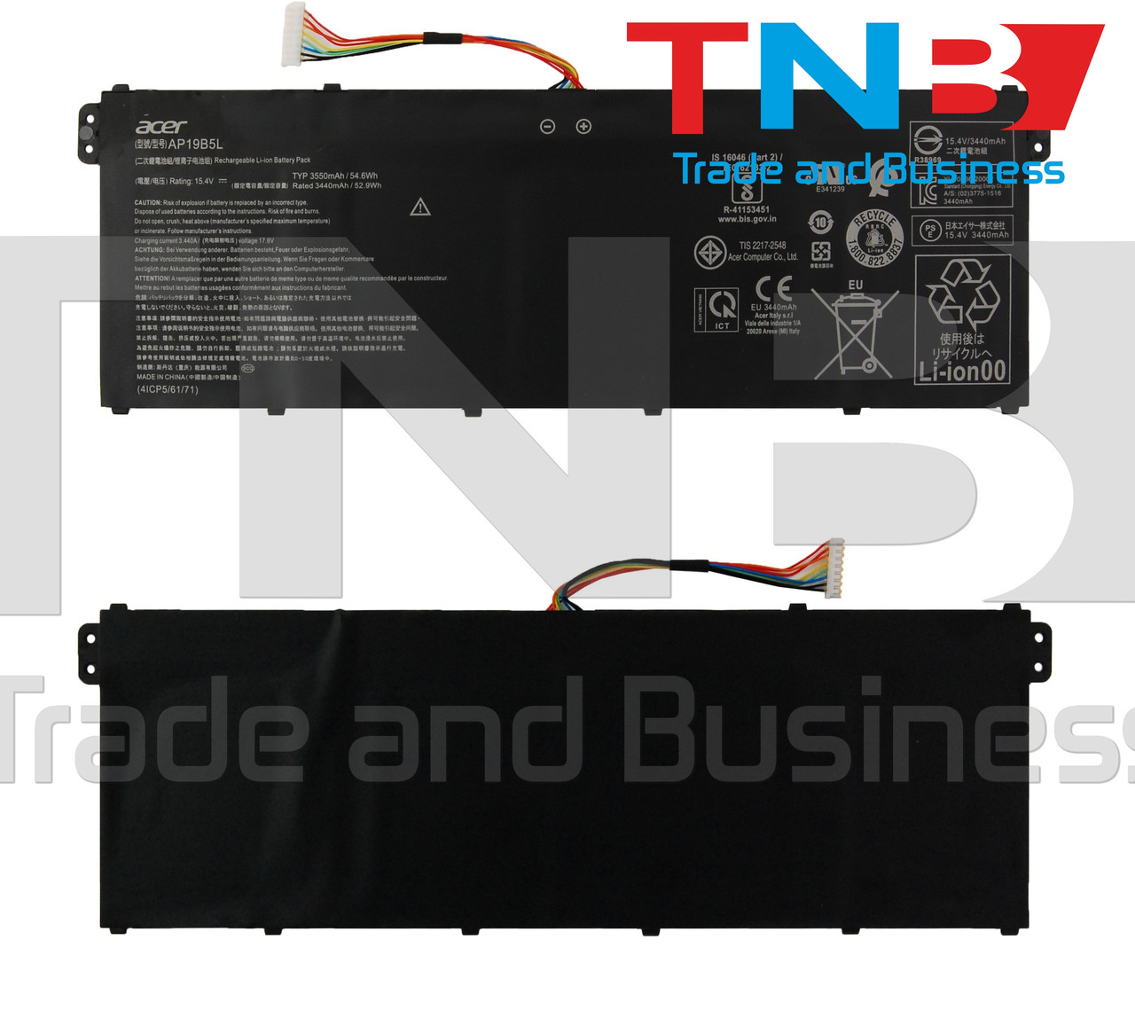 Батарея ACER AP19B5L 4ICP5/61/71 KT.00405.010 KT.0040.5010 15.4V 3550mAh ОРИГІНАЛ