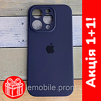 Чехол iPhone 14 Pro Max матовый. Защита камеры, противоударный. Silicone case (8) midnight blue темно-синий