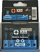 Набір насадок викруткових Blueshock USH: 1/4", PZ2-3; T20-25-30-40, магнітний тримач, 7 елем.