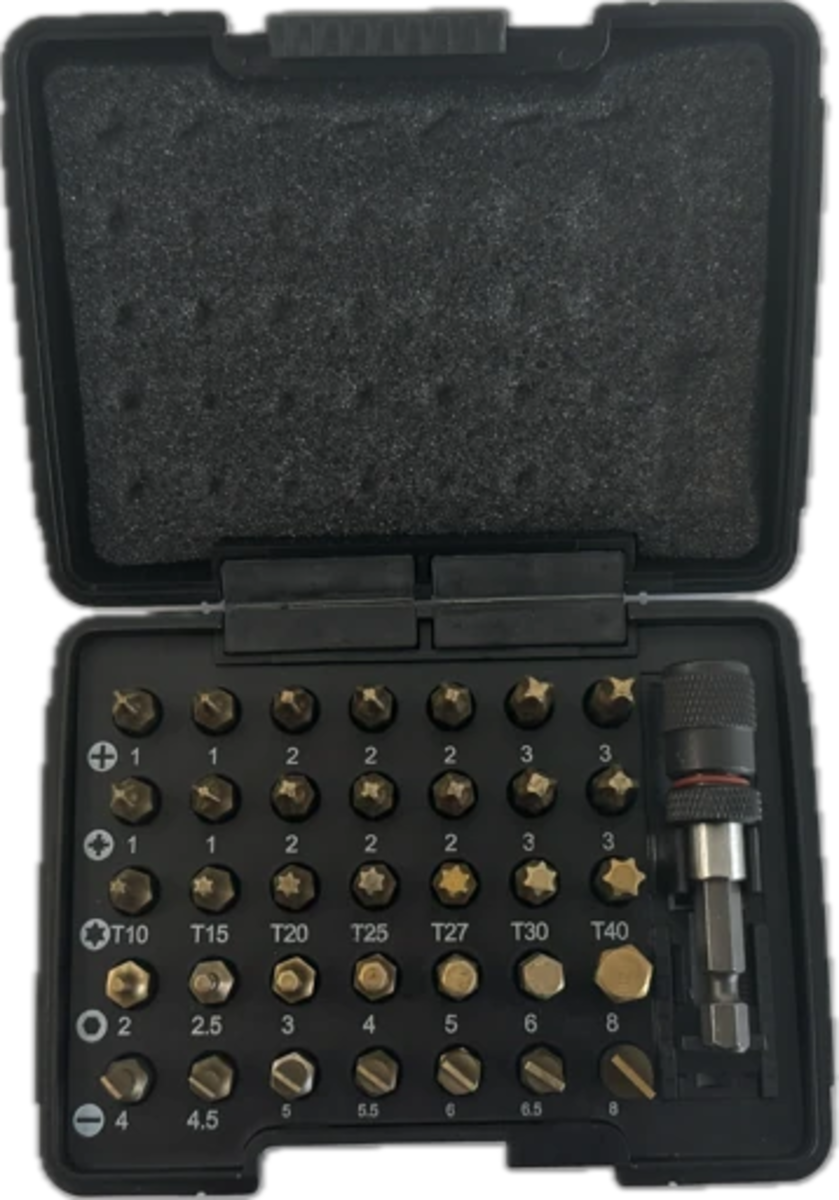 Набір насадок викруткових Isotin USH: 1/4", PH-PZ-Torx-HEX-SL + магнітний тримач, 36 елем.