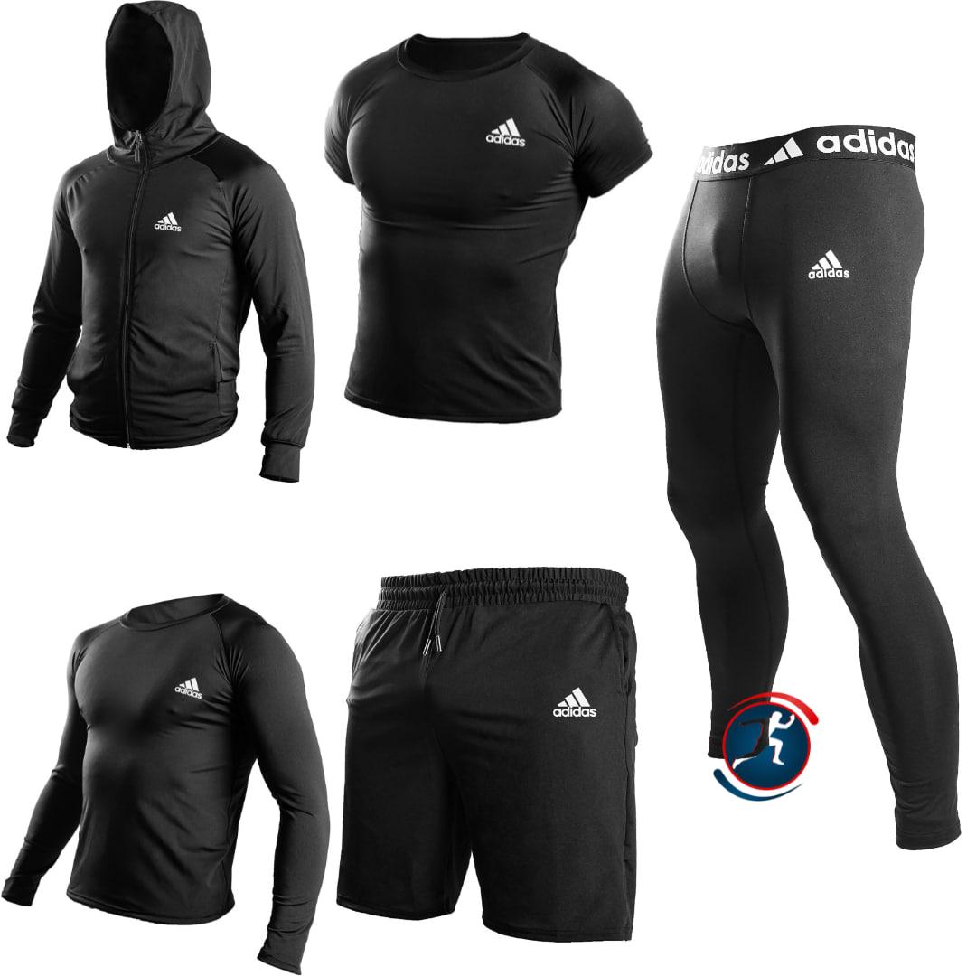 Чоловічий комплект Adidas для тренувань 5в1, компресійний одяг Адідас для залу/фітнесу/бігу, фото 1