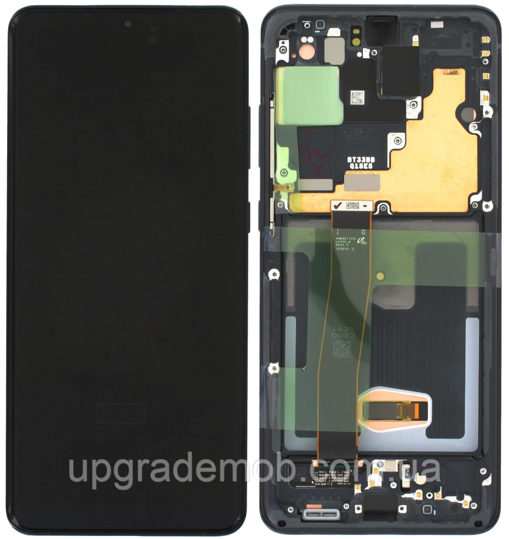 Дисплей модуль тачскрин Samsung G988 Galaxy S20 Ultra чорний Amoled оригінал сервісне паковання з рамкою