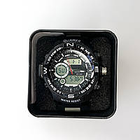 Годинник наручний Finding Cпортивний механізм кварцовий і електронний ремінець пластик-метал Чорний з білими мітками sd-1730g