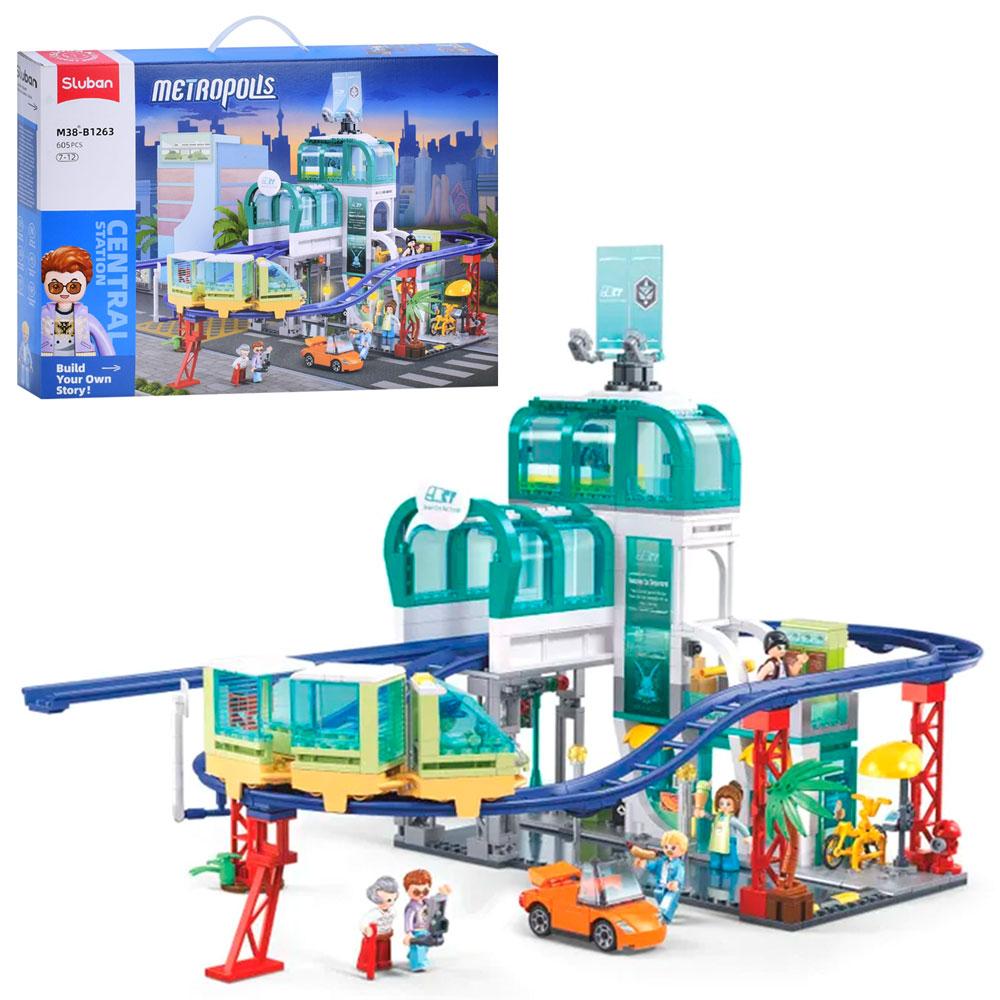 Конструктор SLUBAN M38-B1263 Центральний залізничний вокзал Метрополісу 605 деталей 7 фігурок, фото 1