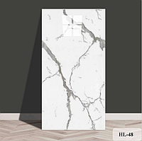 Самоклейна ПВХ плитка «Білий мармур із сірими прожилками HL-048»