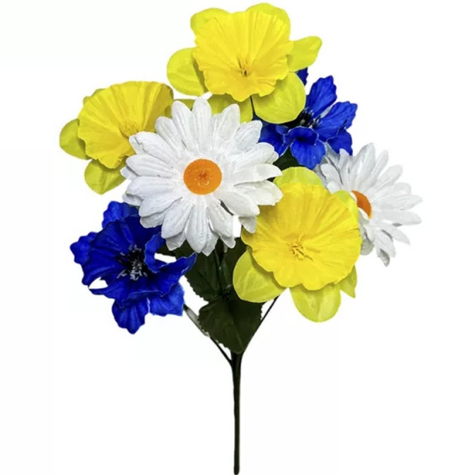 Штучні квіти букет ромашки, волошки, нарциси 36 см (40 шт.), фото 1
