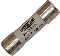 Предохранитель TOMZN 30A 1000V 10x38мм PV (класс gPV) плавкий цилиндрический для солнечных панелей (Solar FUSE