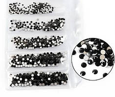 Набір страз холодної фіксації Premium Jet Black SS4-SS10 Non-hot Fix 1350шт