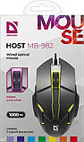 Ігрова комп'ютерна миша Defender Host MB-982, USB, оптична, 1000 dpi, 3 кнопки, 7 кольорів підсвічування, 1.8 м, Black, фото 4