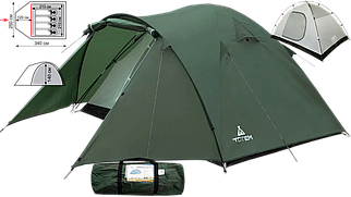 Намет Totem Chinook 4 v2 | Чотиримісний, двошаровий, водонепроникний, з просторим тамбуром і одним входом, для кемпінгу та туризму