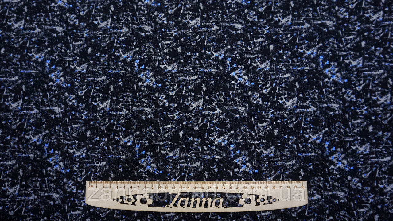 Тканина стрейч-кулір (Супрем) колір чорний "Нічна абстракція", фото 1