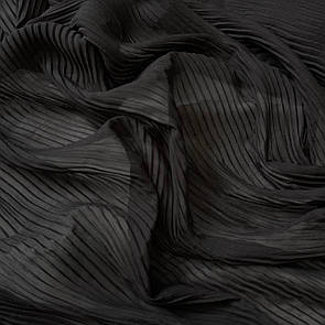 Тканина Шифон плісе однотон 150 см 75 г/м2 Чорний