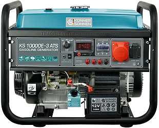Könner & Söhnen Генератор бензиновий KS 10000E-3, 400В, 7.5кВт, 3 фази, АВР (ATS), електростартер, 89.2кг