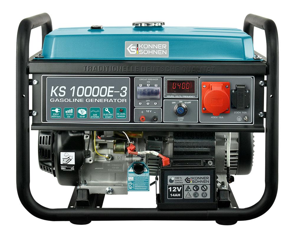 Könner & Söhnen Генератор бензиновий KS 10000E-3, 400В, 7.5кВт, 3 фази, електростартер, 88кг