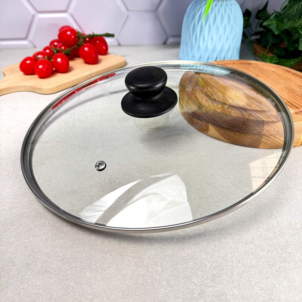 Скляна кришка з отвором для пари 28 см для кухонного посуду Ardesto Gemini Gourmet