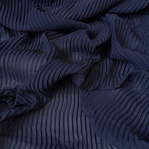 Тканина Шифон плісе однотон 150 см 75 г/м2 Темно-синій