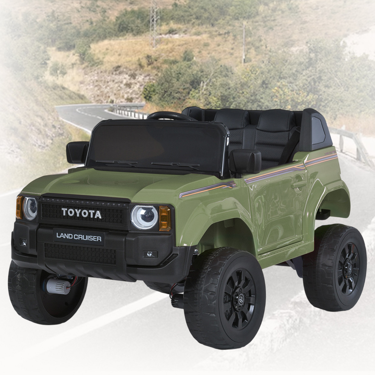 Електромобіль Toyota на пульті керування та 4-х моторах зі світлом фар Bambi 2155EBLR-10(24V) Темно-зелений