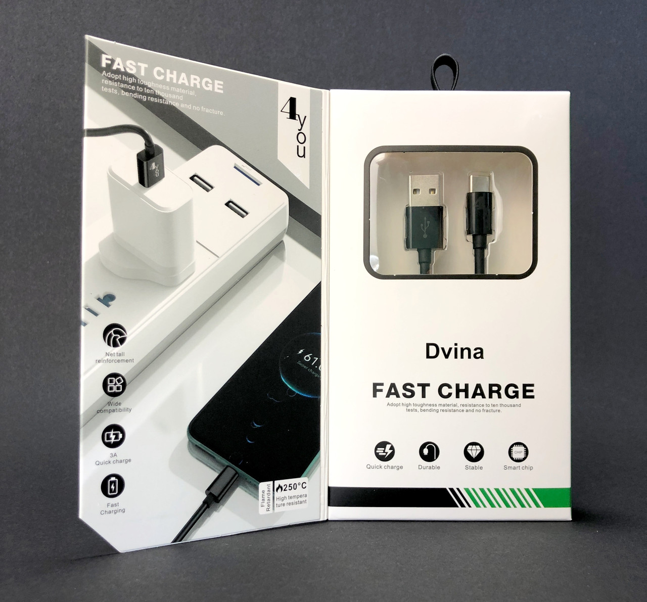 Кабель Usb Type-C 4you Dvina (3A, 1м) Black