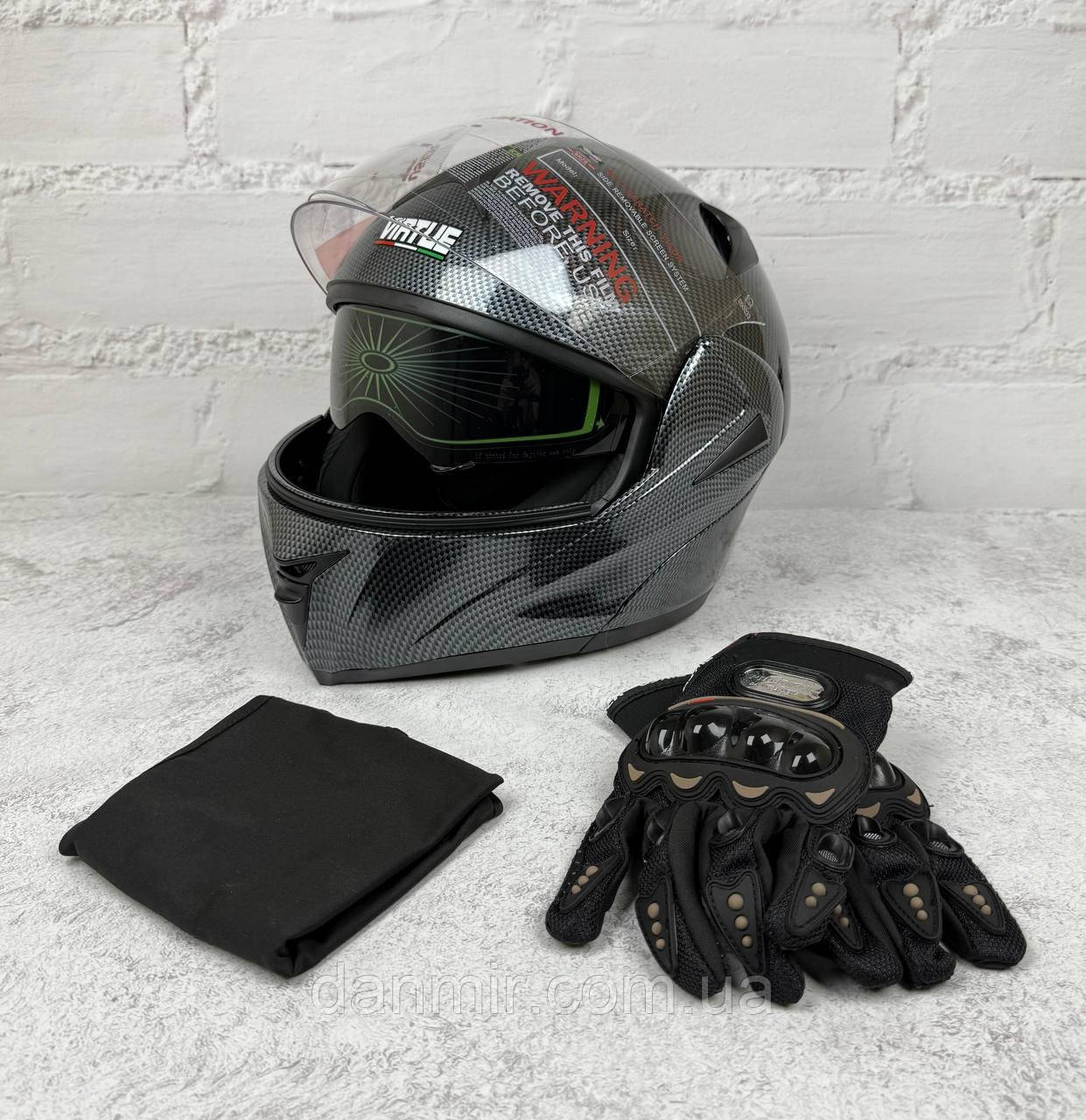 Шолом мотоциклетний VIRTUE Black ModularТ701М (Flip-Up) DOT, фото 1