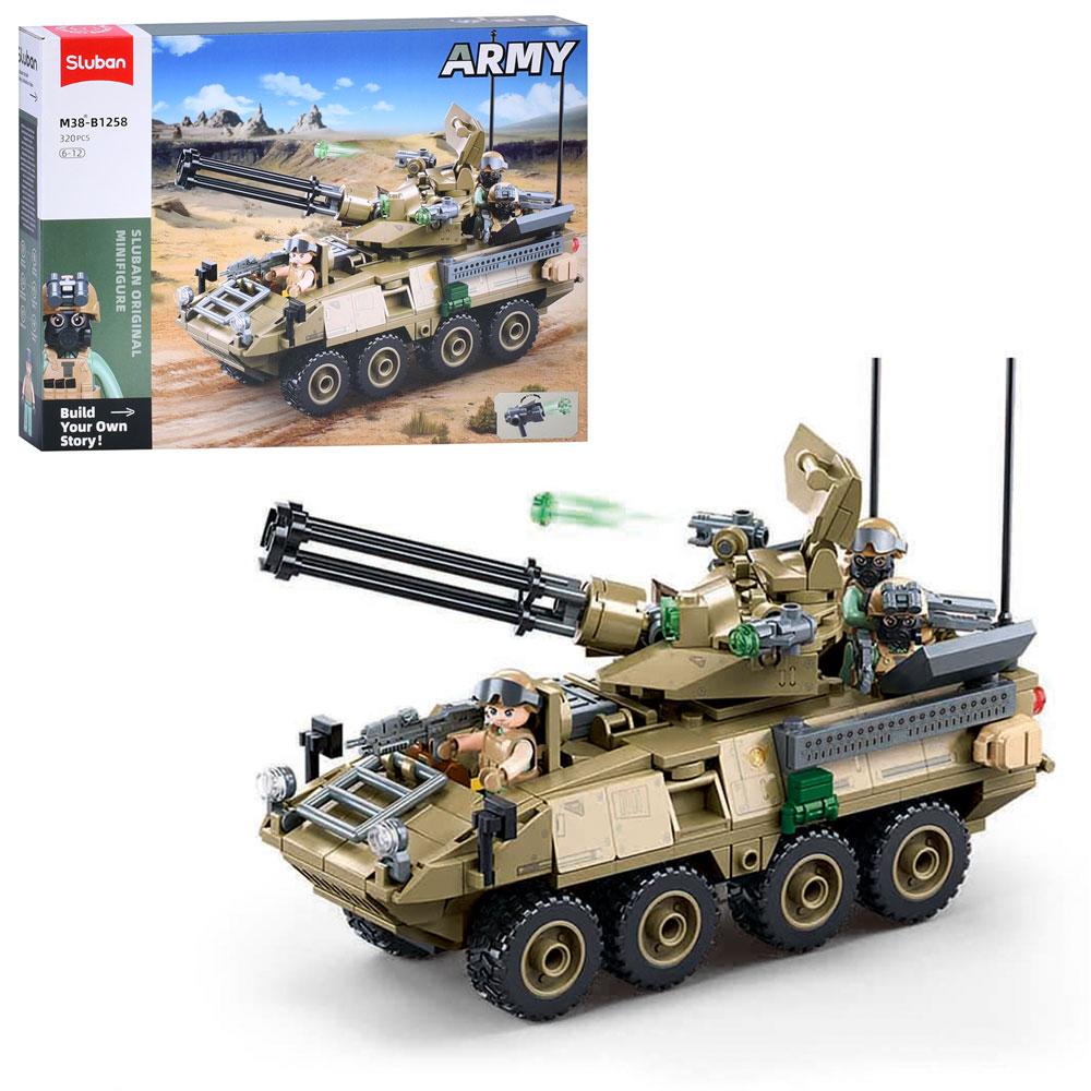 Конструктор SLUBAN M38-B1258 Військовий бронетранспортер OEF Stryker ADS 320 деталей 3 фігурки