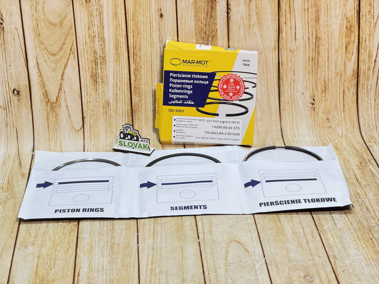 Кільця поршневі   «MAR-MOT»  MTZ-1221/1522 engine D 260 E2 (110,00x3,00+2,50+5,00), фото 1
