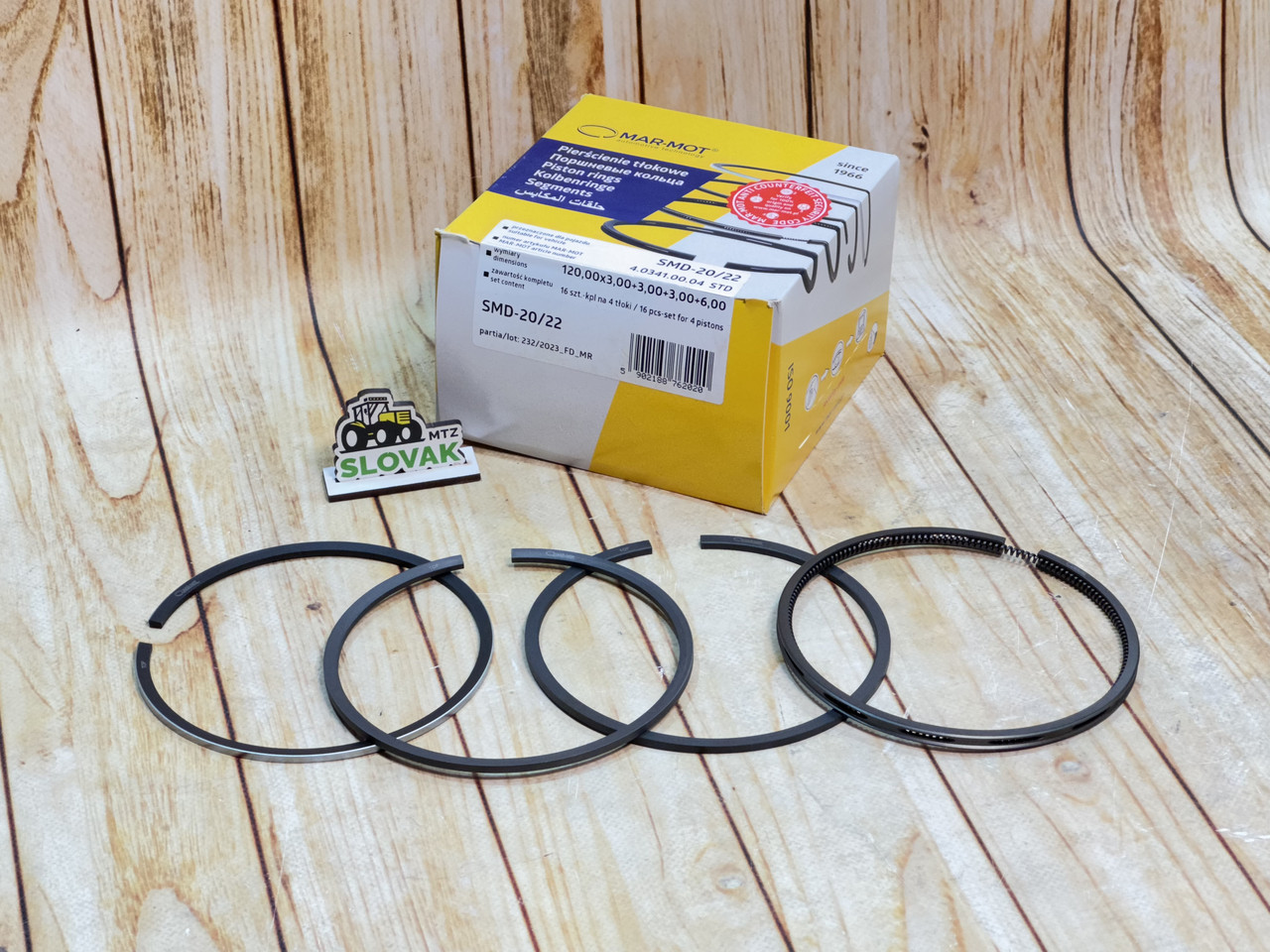 Кільця поршневі «MAR-MOT» SMD-20/22 (120,00×3,00+3,00+3,00+6,00), фото 1