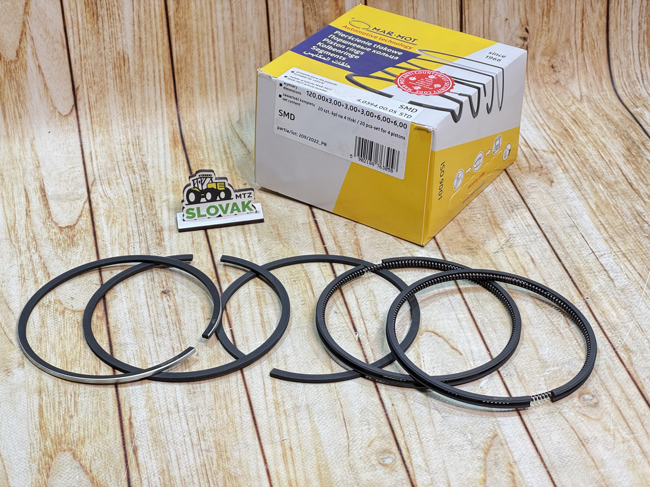 Кільця поршневі «MAR-MOT» СМД (120,00×3,00+3,00+3,00+6,00+6,00), фото 1